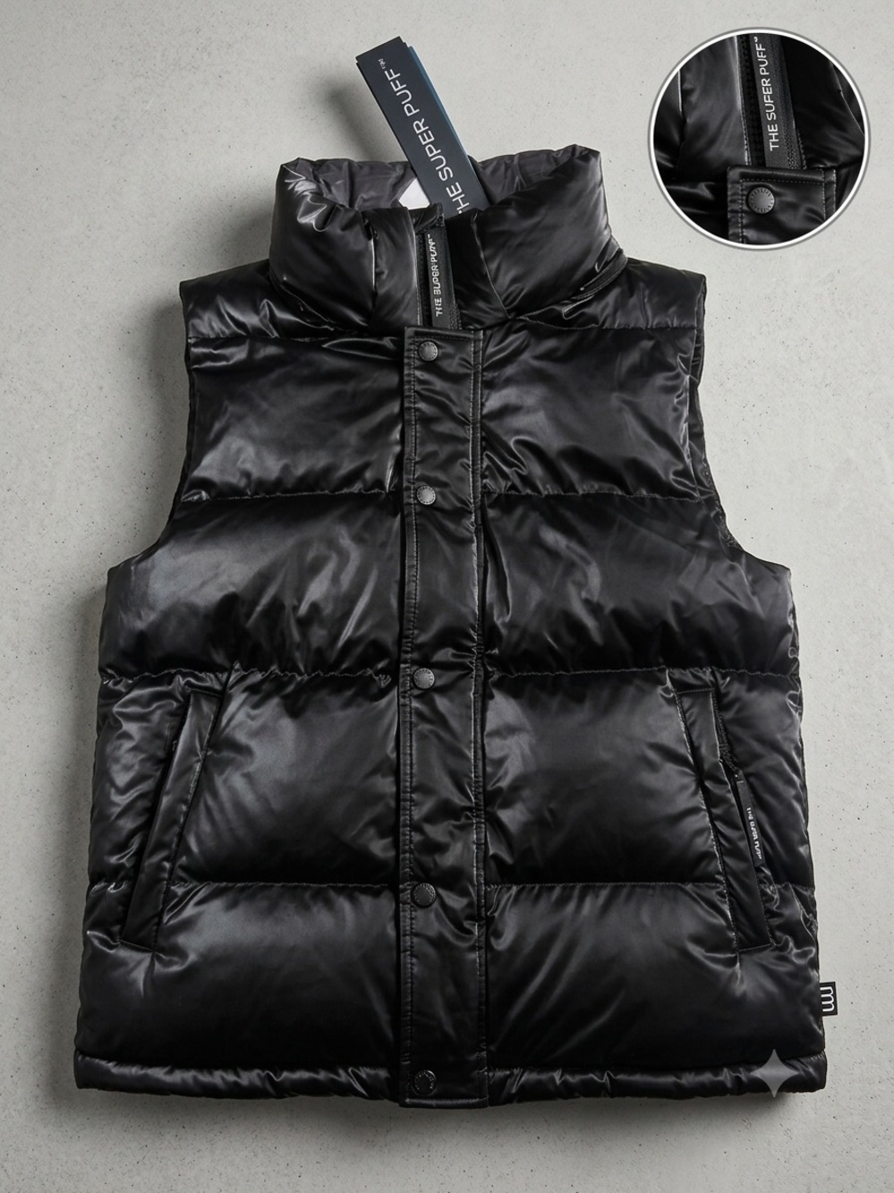 NWT - Aritzia The Super Puff™ Vest - Hi-Gloss - Medium - Black **Missing Hood**